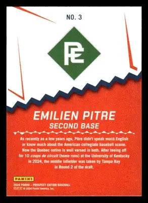 2024 Panini Prospect Edition #3 Emilien Pitre Ping! - Baseball Card Single