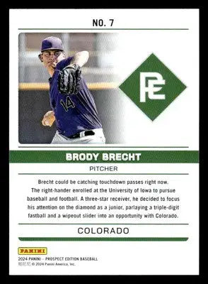 2024 Panini Prospect Edition #7 Brody Brecht Domination - Baseball Card Single