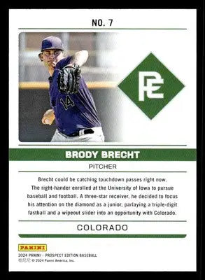2024 Panini Prospect Edition #7 Brody Brecht Domination - Baseball Card Single