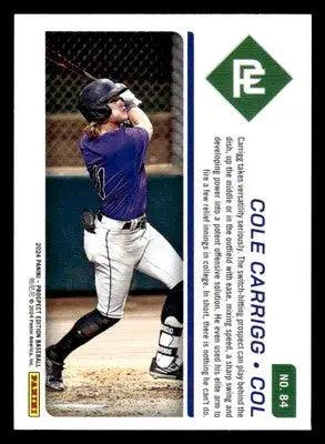2024 Panini Prospect Edition #84 Cole Carrigg - Baseball Card Single