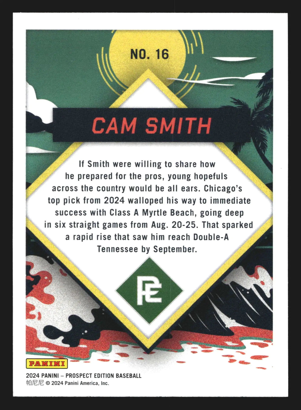 2024 Panini Prospect Edition Cam Smith #16 Prepping for the Pros Cubs - Baseball Card Single