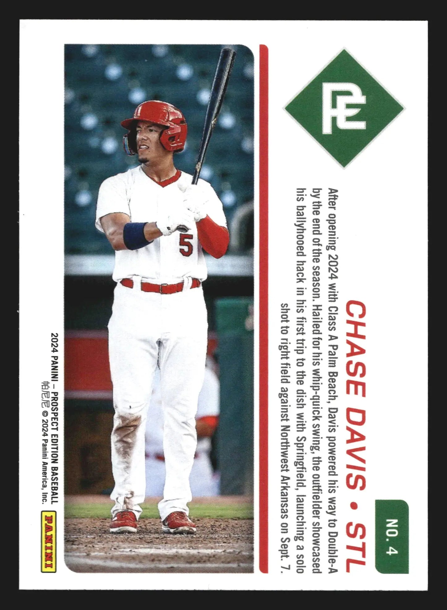 2024 Panini Prospect Edition Chase Davis #4 Prospect Ticket Cardinals - Baseball Card Single