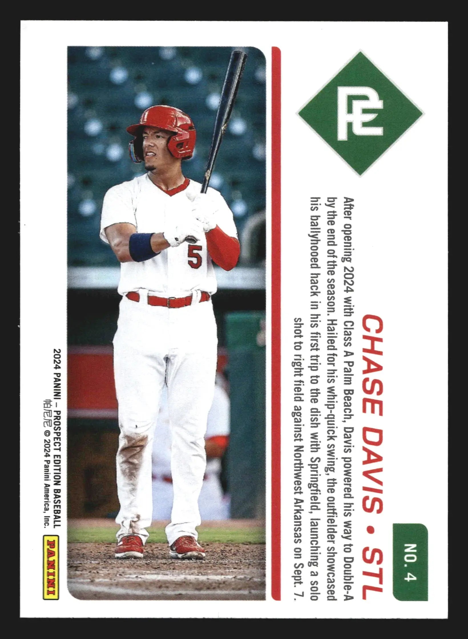 2024 Panini Prospect Edition Chase Davis #4 Prospect Ticket Cardinals - Baseball Card Single