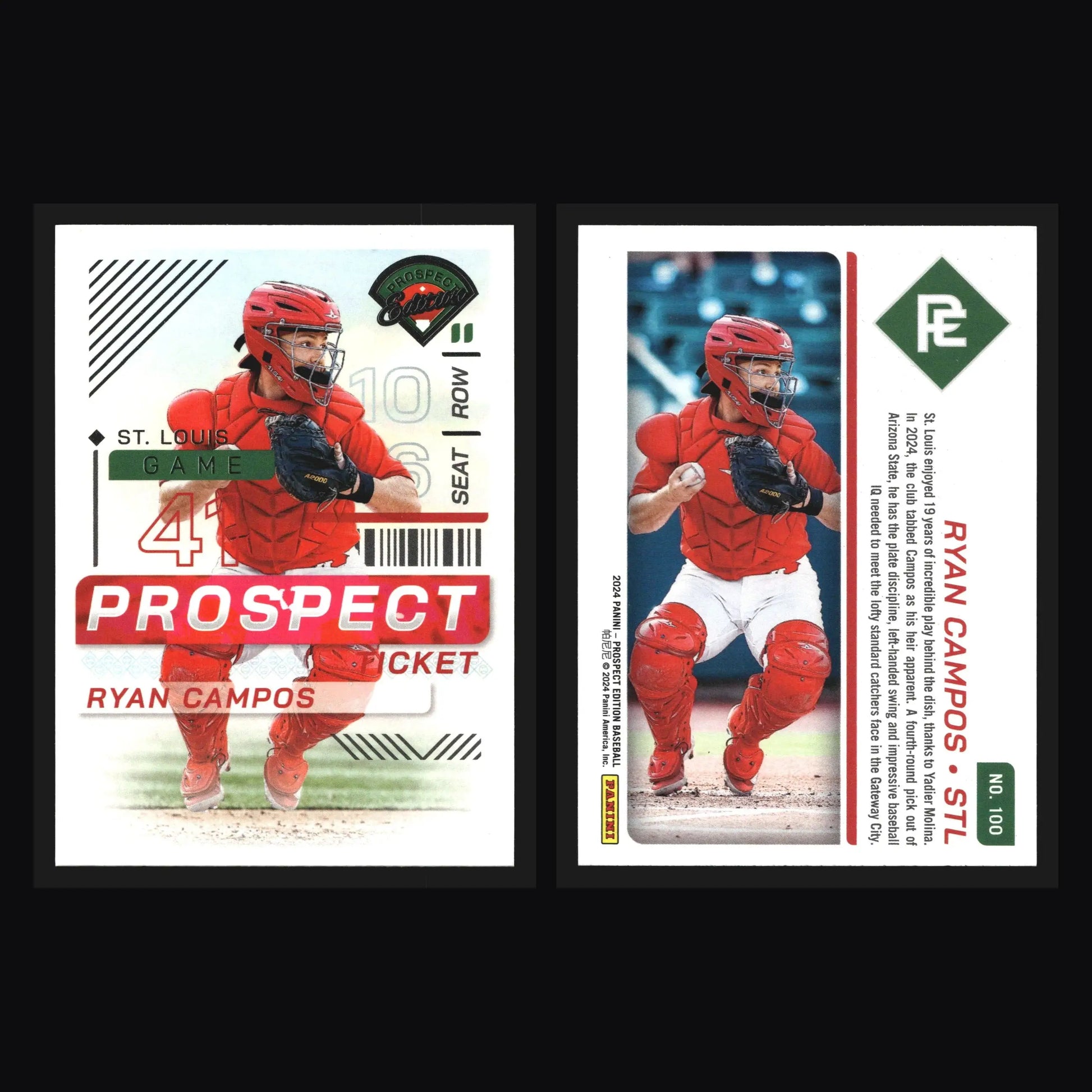 2024 Panini Prospect Edition Ryan Campos #100 Prospect Ticket Cardinals - Baseball Card Single