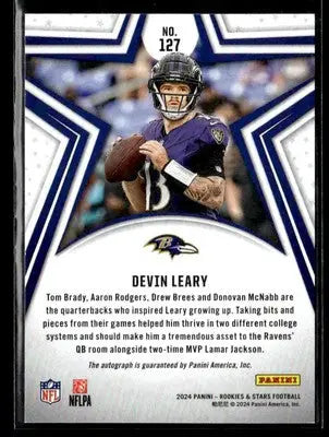 2024 Panini Rookies & Stars #127 Devin Leary Signatures Purple #/25 - Football Card Single