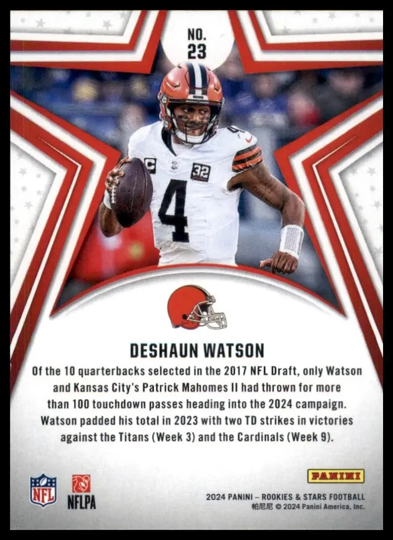 2024 Panini Rookies & Stars Deshaun Watson #23 Clevland Browns Football Card NFL - Football Card Single