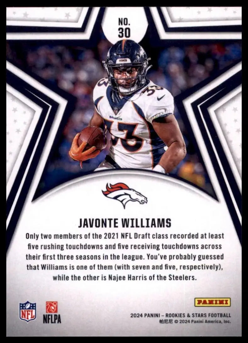 2024 Panini Rookies & Stars - Javonte Williams #30 - Football Card Single
