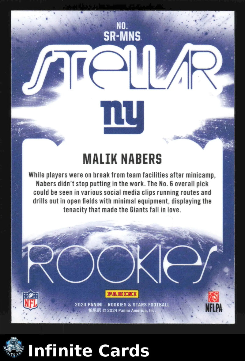 2024 Panini Rookies & Stars MALIK NABERS #SR-MNS Stellar New York Giants RC - Football Card Single