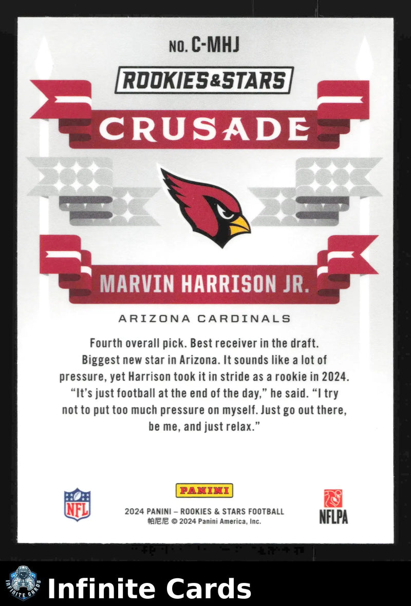 2024 Panini Rookies & Stars MARVIN HARRISON JR. #C-MHJ Crusade Cardinals RC - Football Card Single
