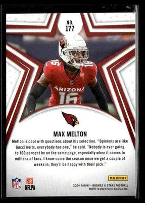 2024 Panini Rookies & Stars Max Melton #177 Purple SN #/299 Arizona Cardinals