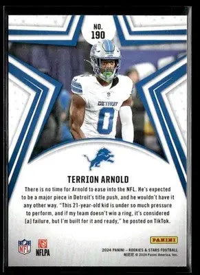 2024 Panini Rookies & Stars Terrion Arnold #190 RC Detroit Lions - Football Card Single
