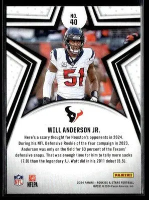 2024 Panini Rookies & Stars Will Anderson Jr. #40 Houston Texans - Football Card Single