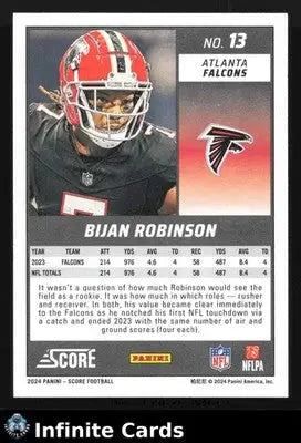 2024 Panini Score Football BIJAN ROBINSON #13 [Base] Atlanta Falcons