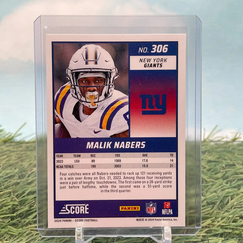 2024 PANINI SCORE MALIK NABERS RC #306 GREEN PARALLEL SP GIANTS - Football Card Single