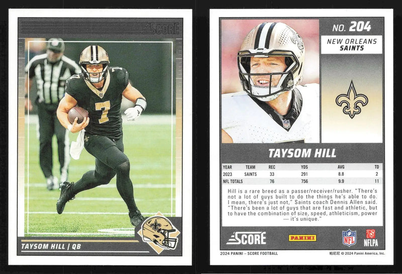 2024 Panini Score TAYSOM HILL #204 New Orleans Saints - Football Card Single