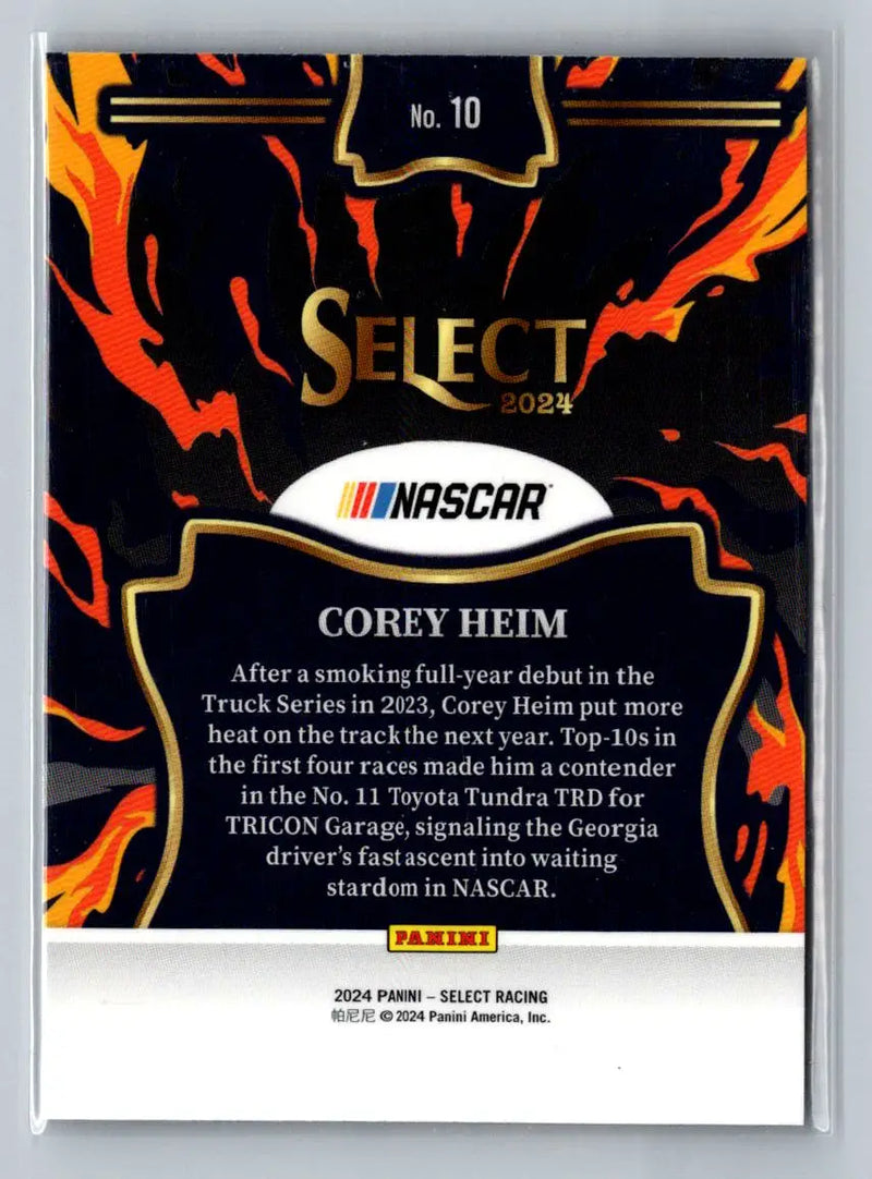 2024 Panini Select #10 Corey Heim En Fuego Tricon Garage - Racing Card Single