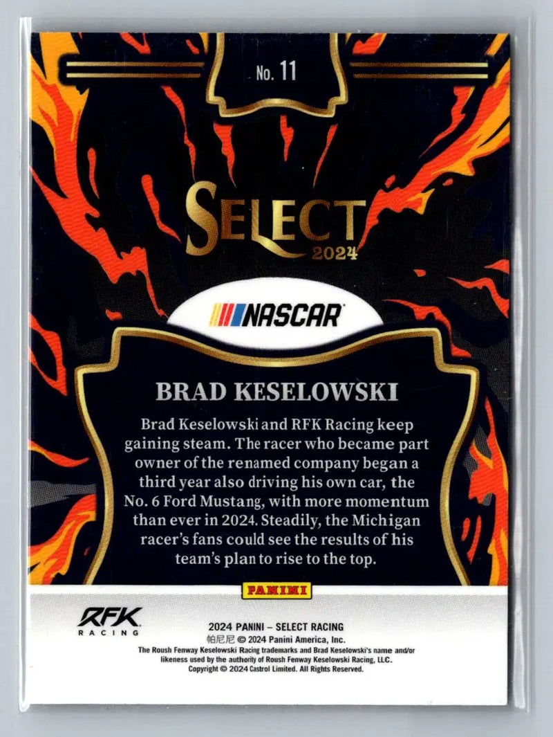 2024 Panini Select #11 Brad Keselowski En Fuego RFK Racing - Racing Card Single
