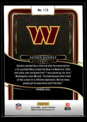 2024 Panini Select #112 Jayden Daniels - Football Card Single