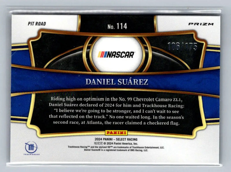 2024 Panini Select #114 Daniel Suarez Blue Prizms #/175 Trackhouse Racing - Racing Card Single