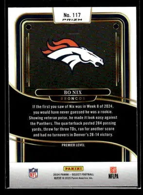 2024 Panini Select #117 Bo Nix Silver Prizm - Football Card Single
