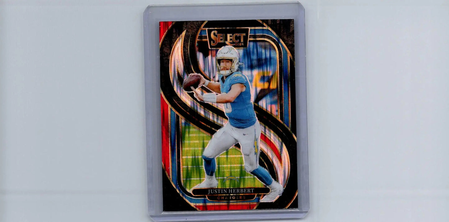 2024 Panini Select #131 Justin Herbert Black & Red Prizm Shock - Football Card Single