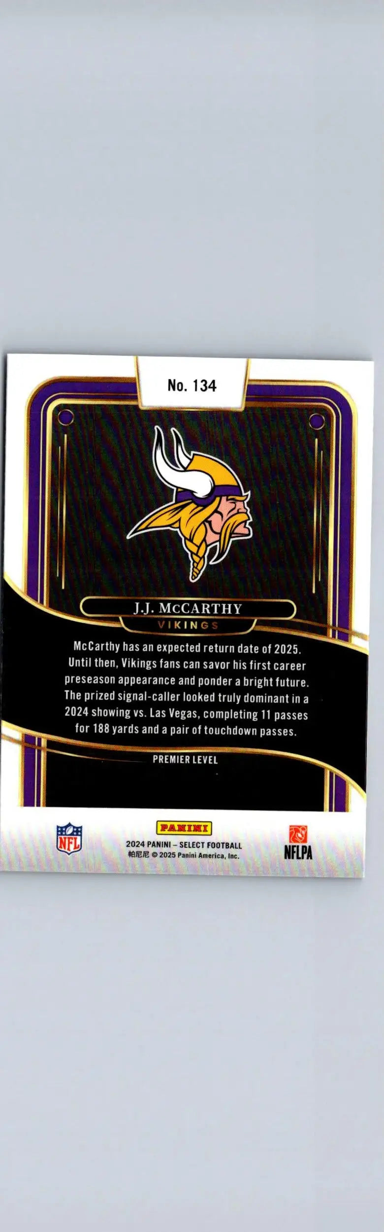 2024 Panini Select #134 J.J. McCarthy - Football Card Single