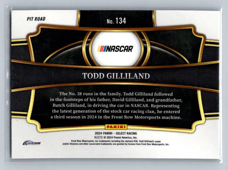 2024 Panini Select #134 Todd Gilliland Front Row Motorsports - Racing Card Single