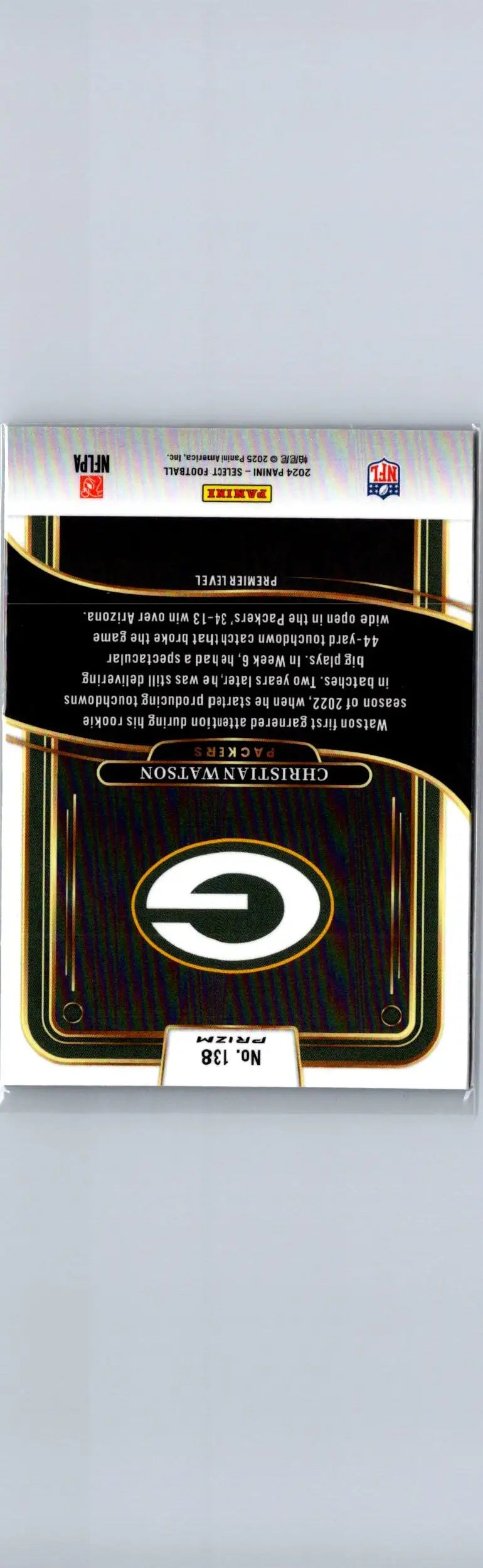 Christian Watson football trading card 2024 Panini Select Red & Yellow Prizm Shock