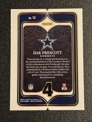2024 Panini Select #14 Dak Prescott Select Numbers - Football Card Single