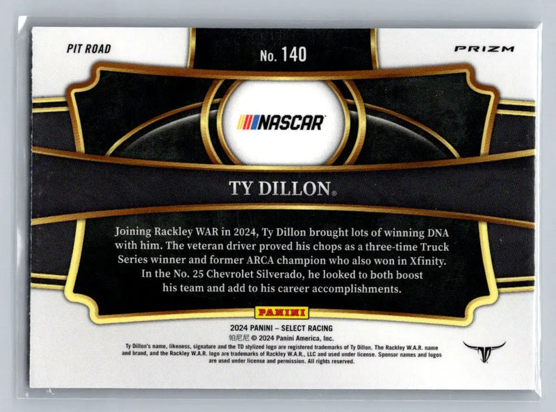 2024 Panini Select #140 Ty Dillon Rackley W.A.R. - Racing Card Single