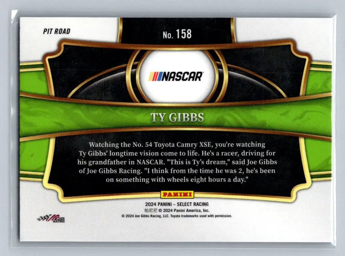2024 Panini Select #158 Ty Gibbs Joe Gibbs Racing - Racing Card Single