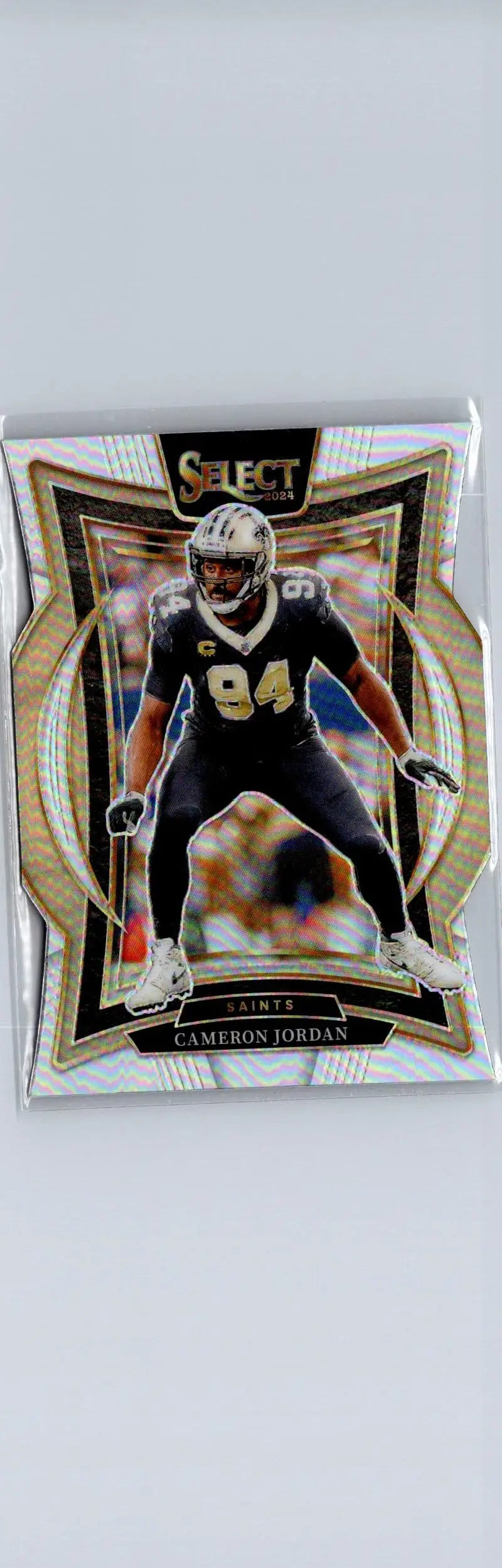 Cameron Jordan football card 2024 Panini Select Silver Prizm Die Cut featuring Cameron Jordan