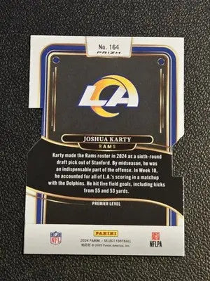 2024 Panini Select #164 Joshua Karty Silver Prizm Die Cut - Football Card Single