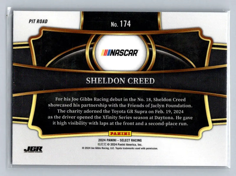 2024 Panini Select #174 Sheldon Creed Joe Gibbs Racing - Racing Card Single