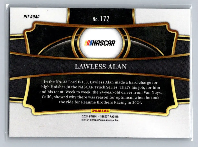 2024 Panini Select #177 Lawless Alan Reaume Brothers Racing - Racing Card Single