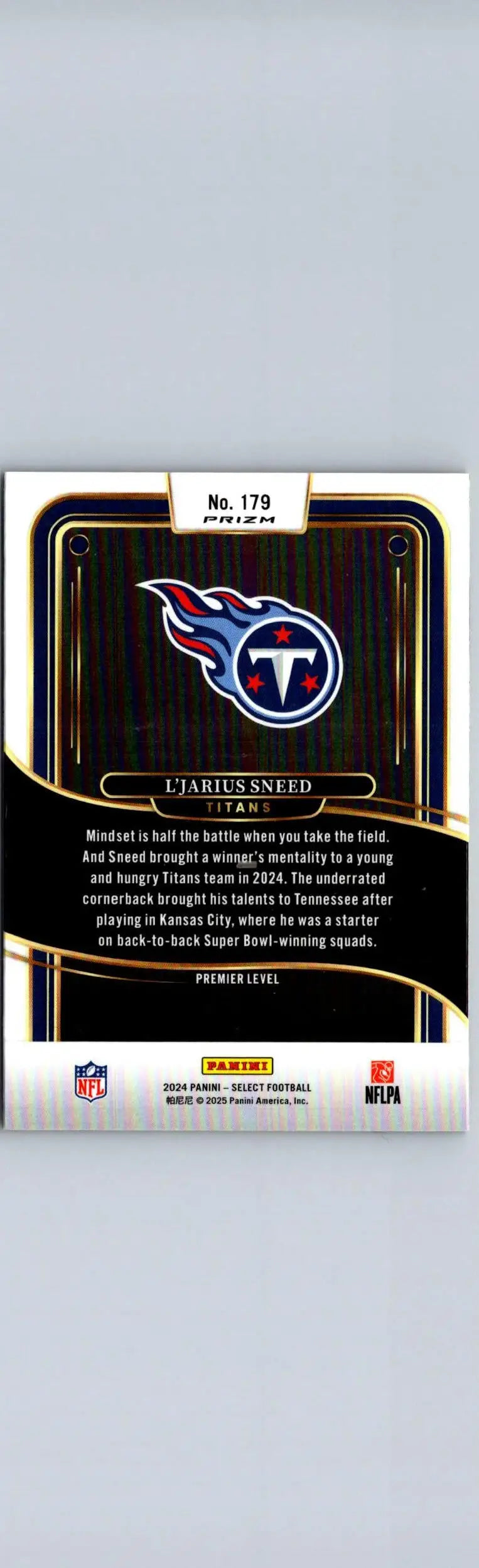 2024 Panini Select #179 L’Jarius Sneed Red & Yellow Prizm Shock - Football Card Single