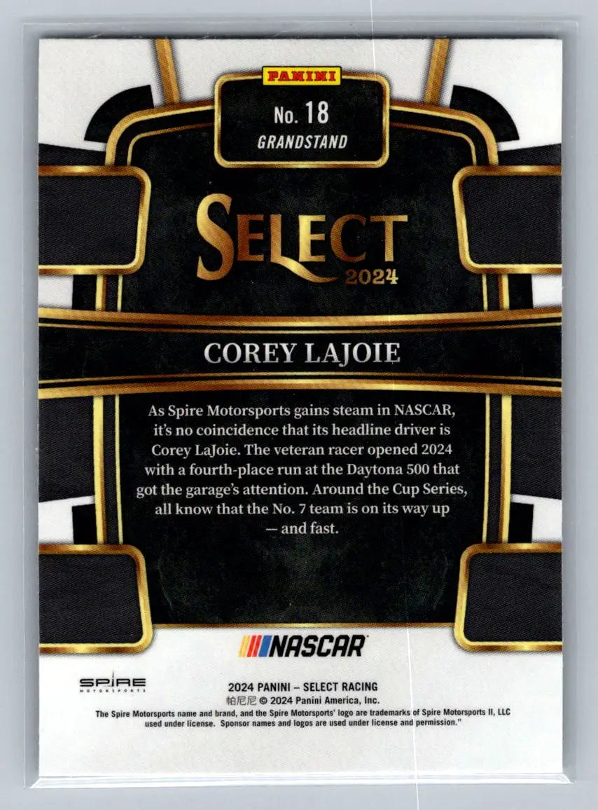 2024 Panini Select #18 Corey LaJoie Spire Motorsports - Racing Card Single