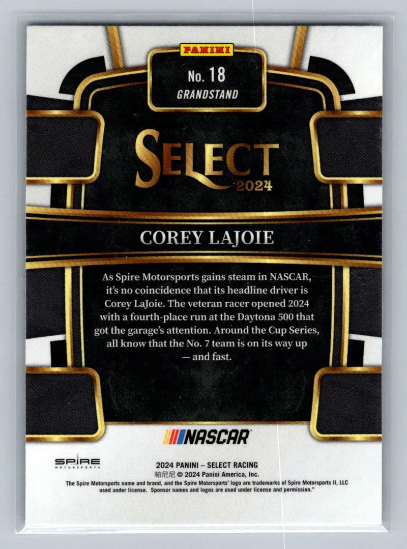 2024 Panini Select #18 Corey LaJoie Spire Motorsports - Racing Card Single