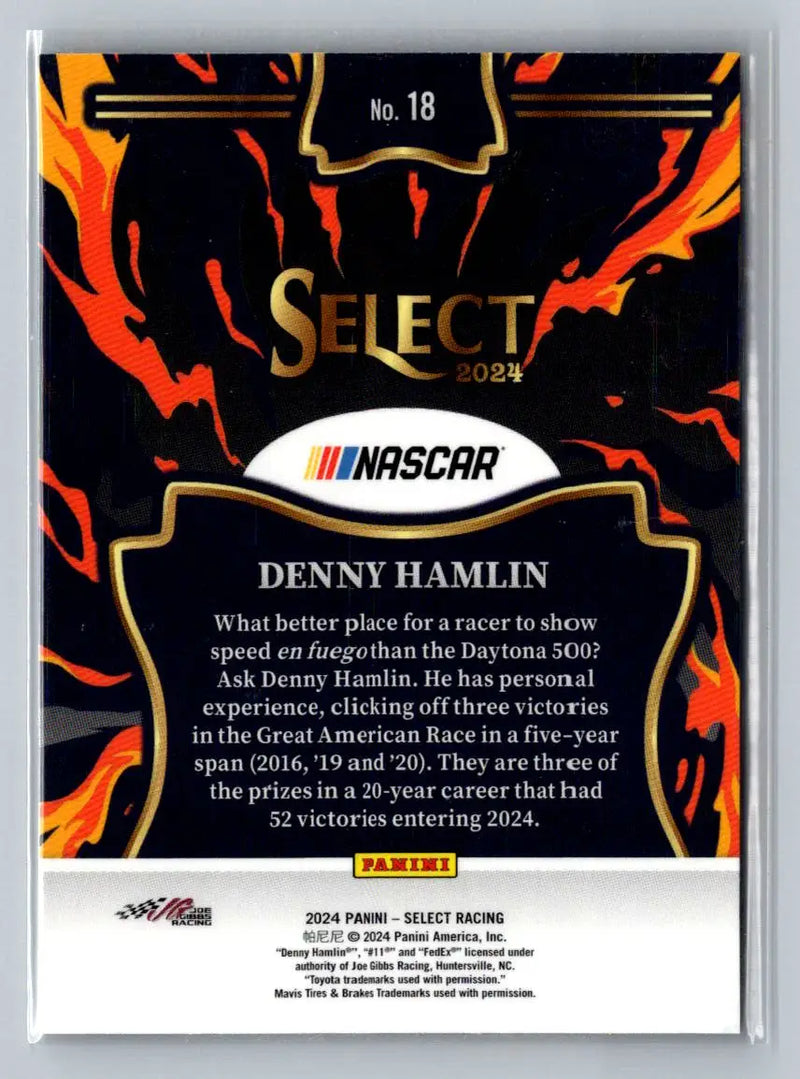2024 Panini Select #18 Denny Hamlin En Fuego Joe Gibbs Racing - Racing Card Single