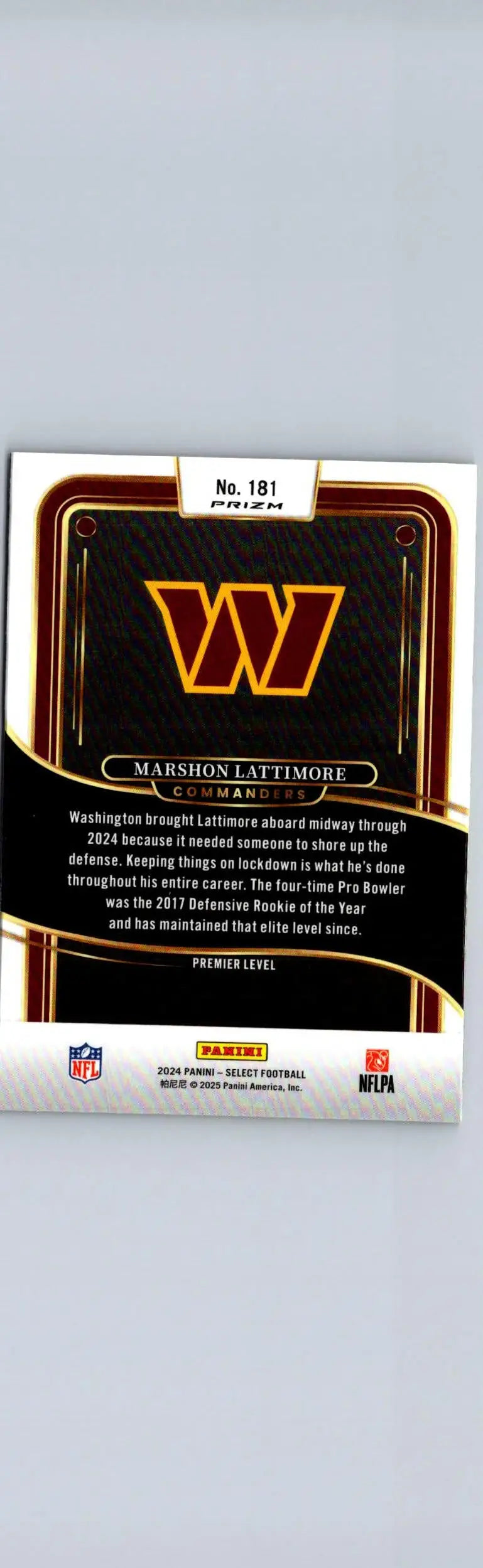 2024 Panini Select #181 Marshon Lattimore Red & Yellow Prizm Shock - Football Card Single