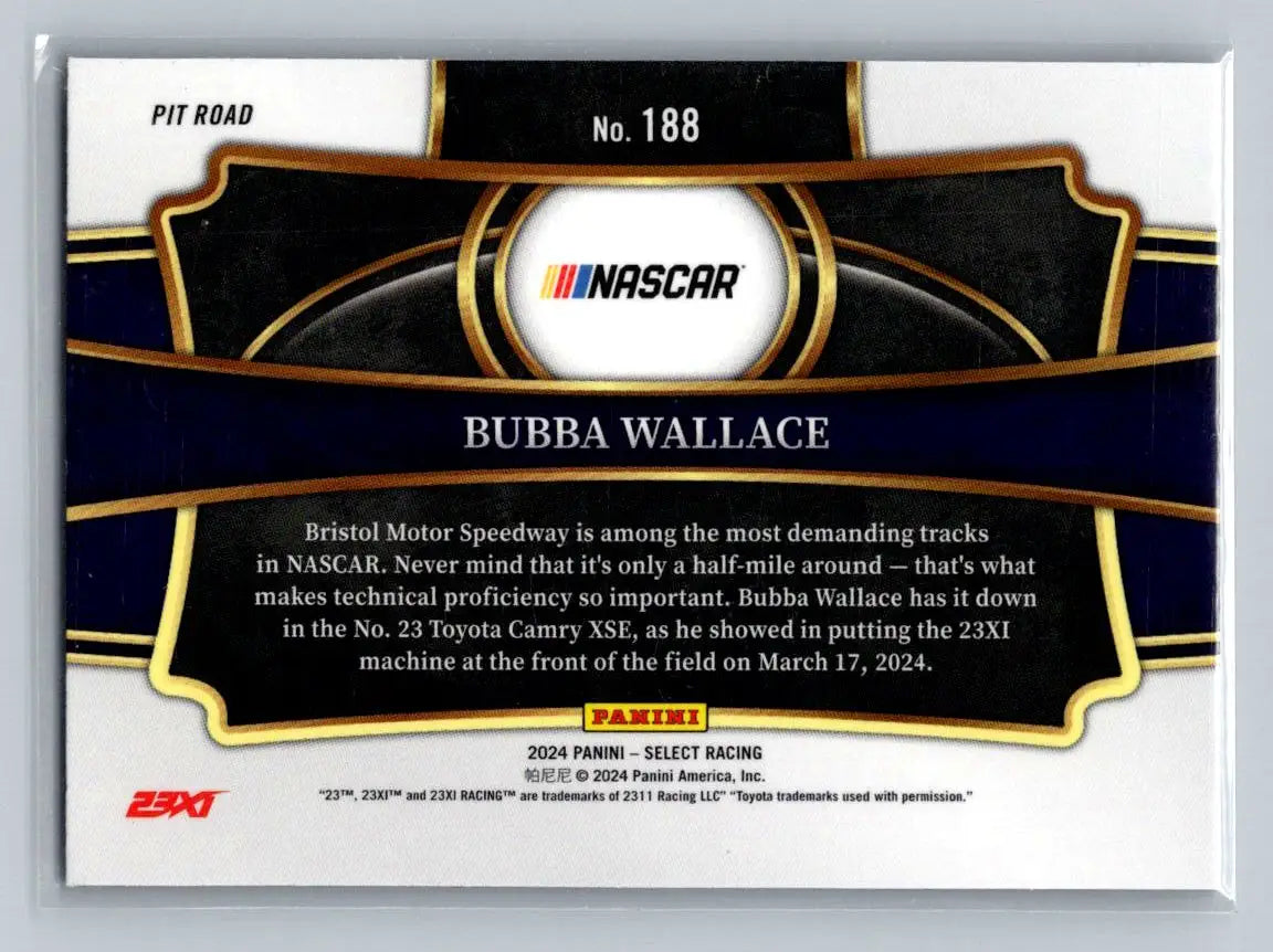 2024 Panini Select #188 Bubba Wallace 23XI Racing - Racing Card Single