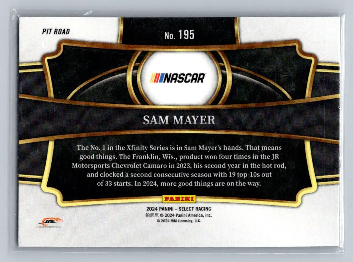 2024 Panini Select #195 Sam Mayer JR Motorsports - Racing Card Single