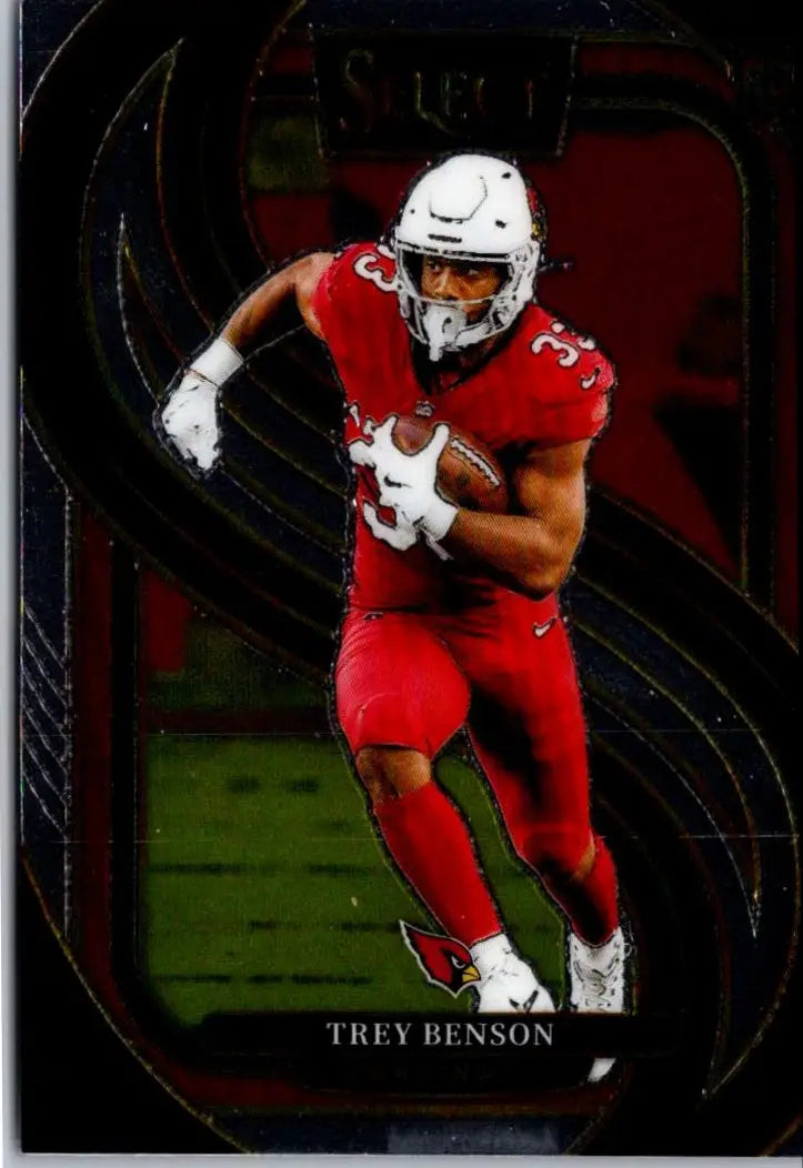 Trey Benson football card from 2024 Panini Select series displaying collectible sports card