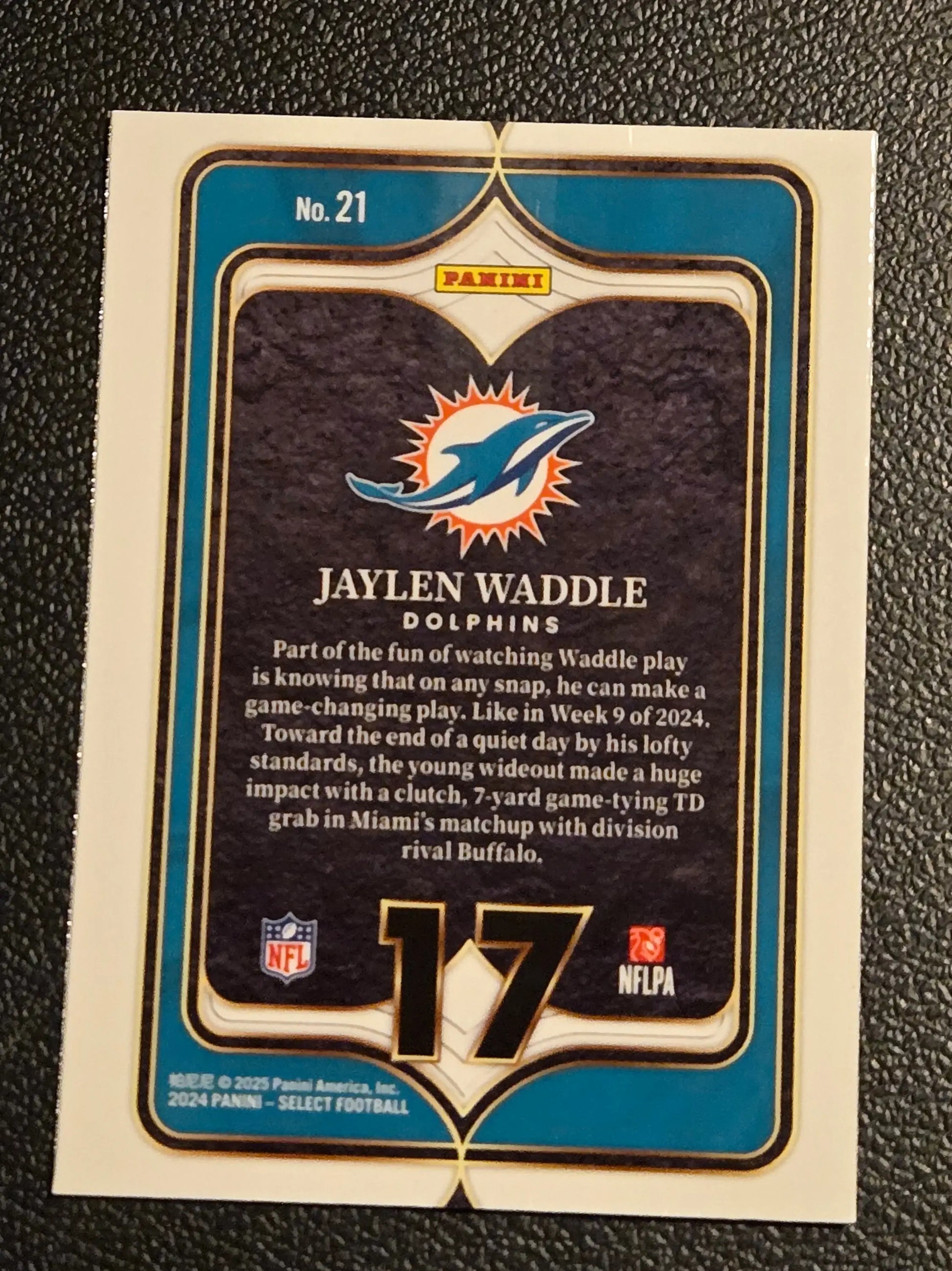 2024 Panini Select #21 Jaylen Waddle Select Numbers - Football Card Single