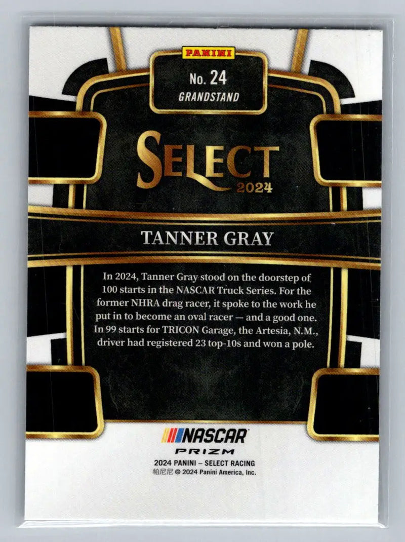 2024 Panini Select #24 Tanner Gray Silver Prizms Tricon Garage - Racing Card Single