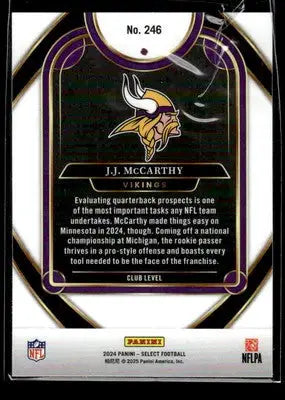 2024 Panini Select #246 J.J. McCarthy RC Minnesota Vikings - Football Card Single