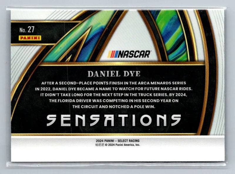 2024 Panini Select #27 Daniel Dye Sensations McAnally-Hilgemann Racing - Racing Card Single