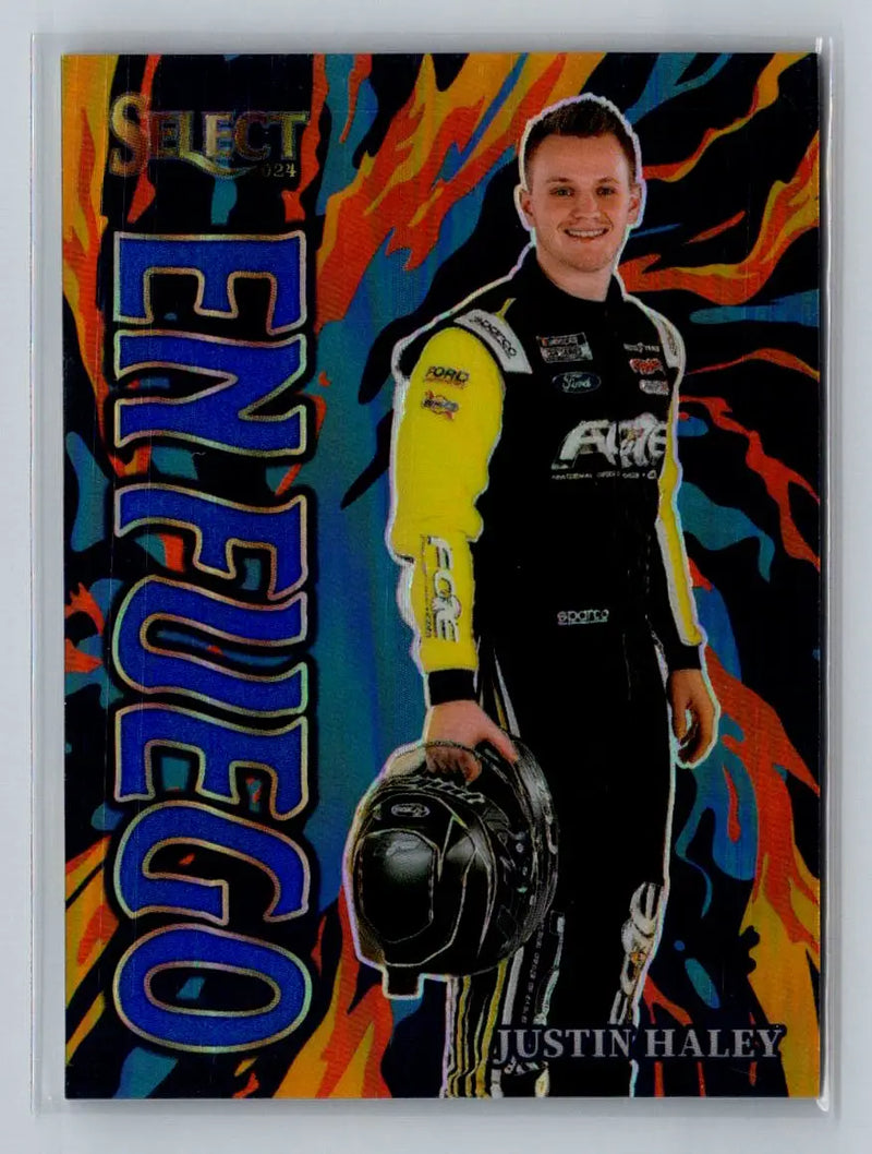 2024 Panini Select #27 Justin Haley En Fuego Blue Prizms #/49 Rick Ware Racing - Racing Card Single