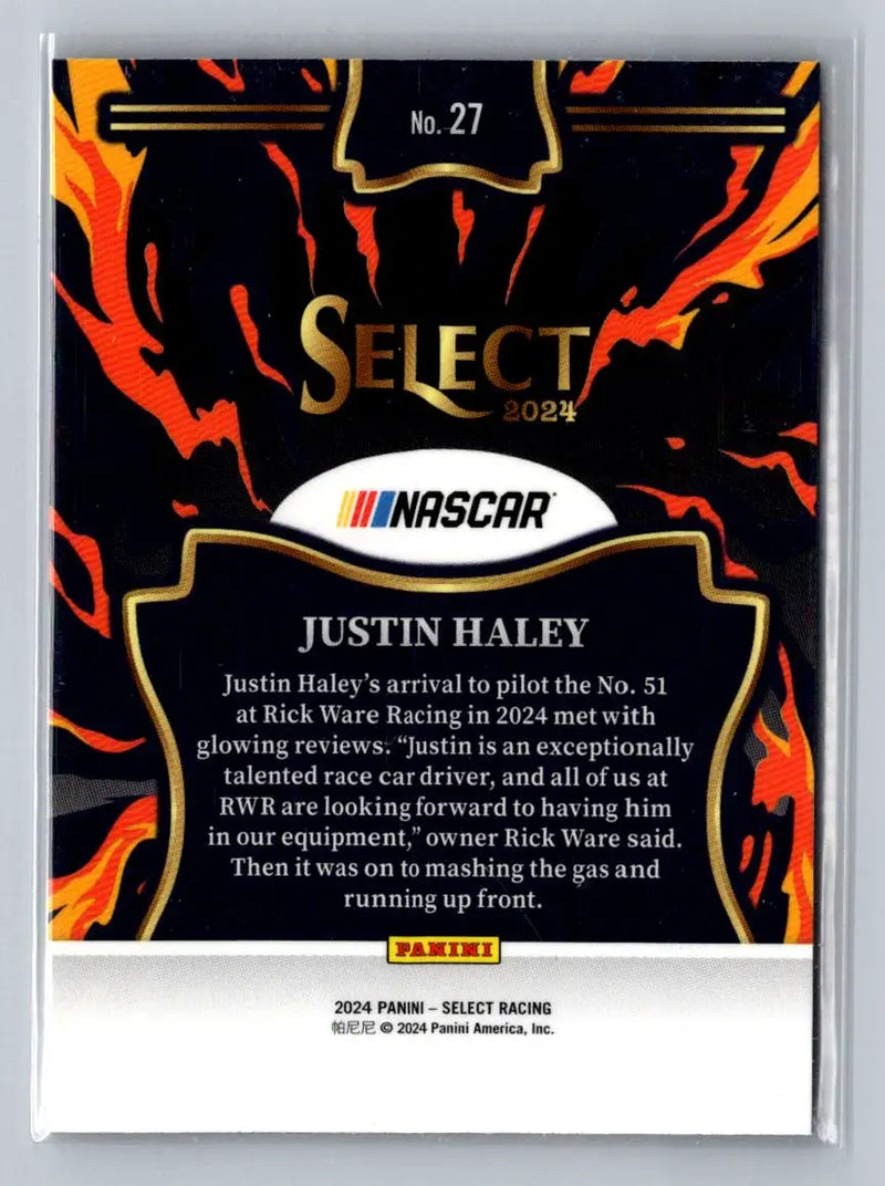 2024 Panini Select #27 Justin Haley En Fuego Rick Ware Racing - Racing Card Single