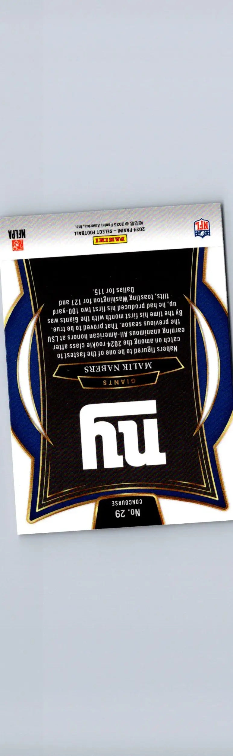 Football trading card of Malik Nabers from 2024 Panini Select series